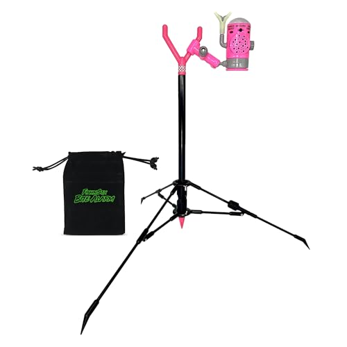 FISHIN' STIX Ready to Fish Kit - Includes 30" Rod Holder, All Terrain Stand Tripod and Bite Alarm - style: Pink