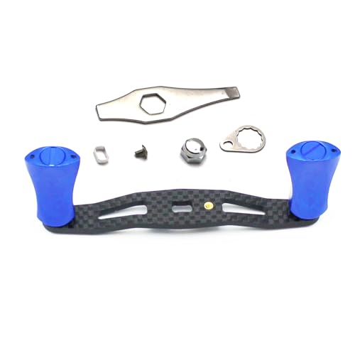 Mr. Z 95mm Carbon Fiber Baitcasting Reel Handle Compatible for Abu Garcia Shimano Daiwa Light Weight Low Profile Casting Reel - color: Metal Blue, size: Left-handed