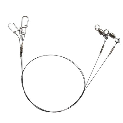 30cm 14kg Titanium Fishing Leader Line, Bite Proof Trace with Rotating Swivel Anti-Tangle Design, Low Friction Coating, Stainless Steel Pins for Predatory Fish, Pike Muskie Saltwater Freshwater
