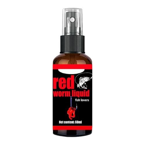Red Worm Liquid Attractant, Non-Messy Design, 60ml, Fishing Lure Spray, Concentrated Angling Bait, Quick Action, for Catfish Carp Trout Cod Freshwater River Reservoir Outdoor