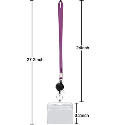 2Pack Lanyards,Horizontal ID Badge Holders, Retractable Reel,Purple,Grey | Lightweight with Metal Hook,for Office etc - color: Grey&purple&badge Reel-badge Holder Horizontal