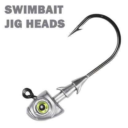 Swimbait Jig Heads Fishing Jigs Swim Bait Jighead with Two Bait Keepers and 3D Eyes 1/8 3/16 1/4 3/8 1/2oz Jigheads Freshwater Saltwater Fishing - size: 3/16oz