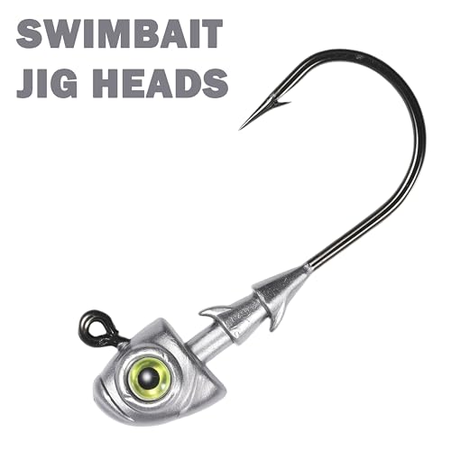 Swimbait Jig Heads Fishing Jigs Swim Bait Jighead with Two Bait Keepers and 3D Eyes 1/8 3/16 1/4 3/8 1/2oz Jigheads Freshwater Saltwater Fishing - size: 1/4oz