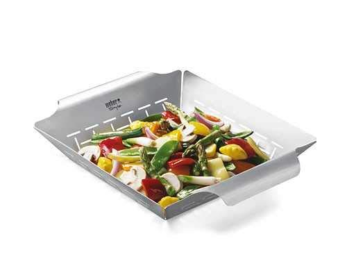 Weber Deluxe Grilling Basket – Stainless Steel Grill Basket for Vegetables, Seafood & Small Foods, Durable BBQ Cooking Accessory for Charcoal and Gas Grills - Grill Accessory - size: Large