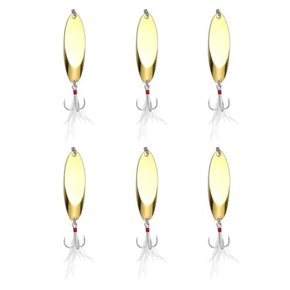 Fishing Spoons Lures Metal Saltwater Treble Trout Lures Jigging Spoon with Treble Hooks Spinner Baits for Freshwater - color: Gold, size: 20g / 3/4oz