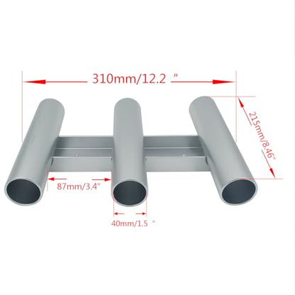 ISURE MARINE Aluminum Fishing Boat Rod Holder, 3 Link Tube Aluminum Rod Rack, Wall-Mounted Fishing Rod Holders ,Tubes Linked Fishing Rod Rack for Garage Boats & Yacht
