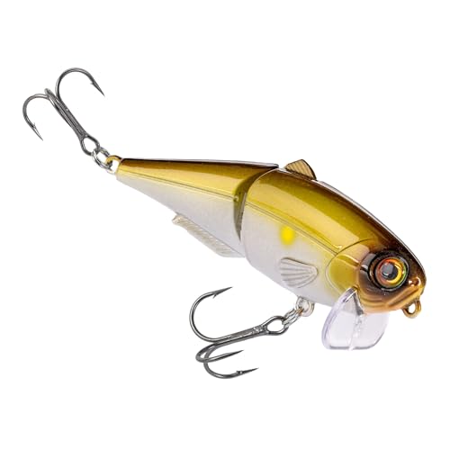 Strike King (HCWS2-355) Wake Shad Fishing Lure, Single Jointed Swimming Topwater Wakebait, 1-Ounce, Size 2 Treble Hooks, Mirage Ayu