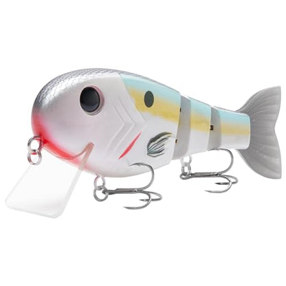 BASSROCK Topwater Fishing Lures for Bass Pike Salmon Floating Swimbait Jointed Crankbait Freshwater Saltwater 4.9in/1.76oz RK1001 - color: Threadfin, size: 4.9in/1.76oz