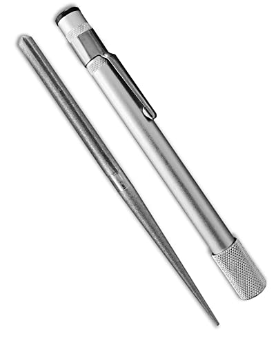 Wamery Serrated Knife Sharpener - Retractable Diamond Rod Pocket Sharpener for Serrated & Straight Blades - Multifunctional Sharpening Tool for Outdoor Kitchen Fishing Hunting (Silver) - color: Silver