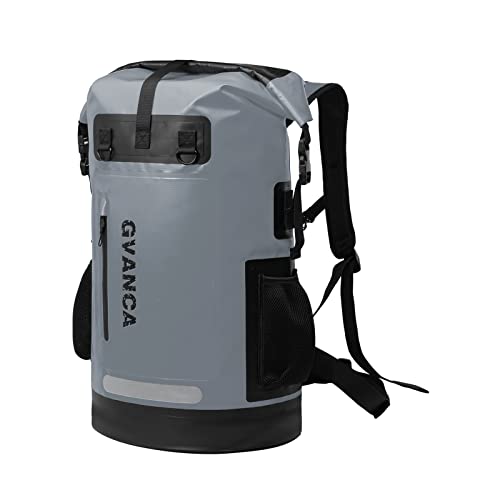 Waterproof Roll Top Kayak Dry Backpack, Floating Outdoor Dry Sack Boating Sailing Canoeing Rafting Fishing Camping 55L Grey - color: Grey, size: 55L