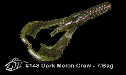 Lunker City Fishing Karate Craw 3" or 4" Soft Plastic Crawfish Bass Lure Open Claws Bait, 7 Per Bag, Made in The USA - color: #148 Dark Watermelon Red, size: 4"