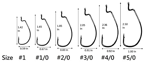 Angler's Grotto EWG Offset Shank Worm Hook | 15/25 Count Per Pack | Freshwater Saltwater Fishing Hooks | High Carbon Steel Extra Strength | Size #1#1/0#2/0#3/0#4/0#5/0 - size: Size #4/0, 15 Count
