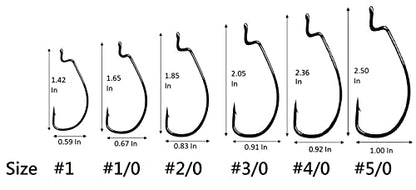 Angler's Grotto EWG Offset Shank Worm Hook | 15/25 Count Per Pack | Freshwater Saltwater Fishing Hooks | High Carbon Steel Extra Strength | Size #1#1/0#2/0#3/0#4/0#5/0 - size: Size #4/0, 15 Count