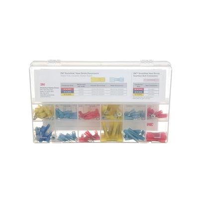 3M Scotchlok Heat Shrink Terminal Kit, SHSTK-1, 1 Kit of 120 Pieces | Selection of 12 Terminals; Refillable Kit is Compact, Portable and Durable - style: Heat shrink terminal kit