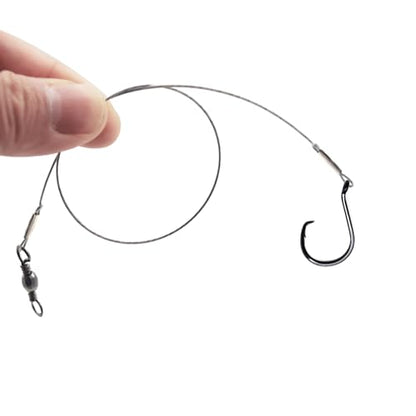 Circle Hook Rigs with Steel Leaders, Saltwater Surf Fishing Tackle Kit, Heavy Duty Hooks, 7x7 Strands Steel Wire with Nylon-Coating - size: 6#