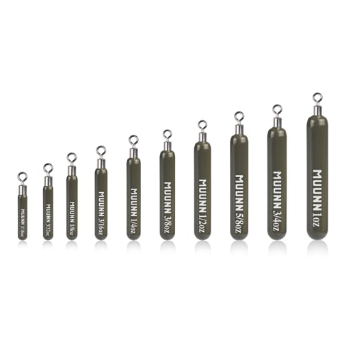 10 Pack Tungsten Skinny Drop Shot Weights, Pencil Sinkers with Round Eye for Free Rig & Finesse Bass Fishing, Drop Shot Rig Weights - color: Green Pumpkin, size: 1/2oz - 10 Pack