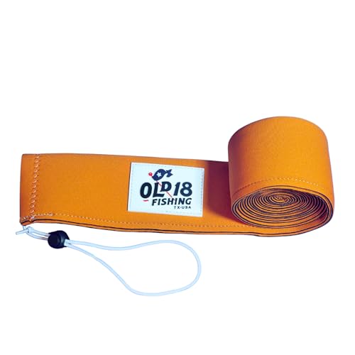 OLD18 Neoprene Fishing Rod Sleeve - Protective Rod Sock for Fishing Poles 6'-8' - Hook-Resistant Fishing Rod Case for Storage & Transport - Helps Keep Rods Afloat - color: Orange and White, size: 63"