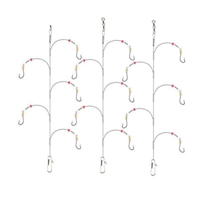 Fishing Hook with Leader,5 Hooks Fishing Rig-7 Strands Nylon Coated Fishing Leader with Swivle,Snap,Hooks - color: 5 hooks rig, size: 13#