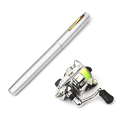 Lixada Fishing Rod Reel Combo Mini Pen Fishing Pole Kit Telescopic Fishing Rod Spinning Reel Combo Kit - color: Silver, size: 1.4 m