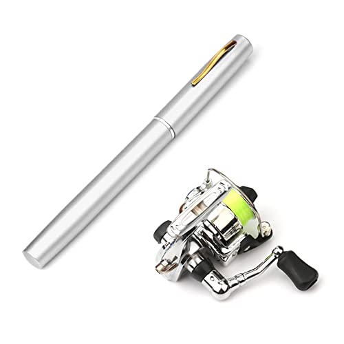 Lixada Fishing Rod Reel Combo Mini Pen Fishing Pole Kit Telescopic Fishing Rod Spinning Reel Combo Kit - color: Silver, size: 1.4 m