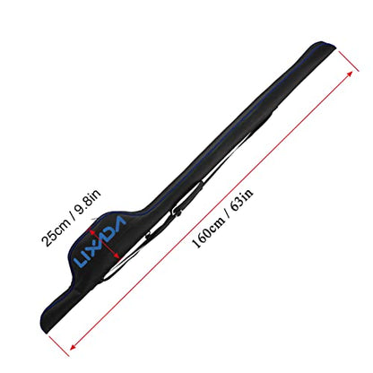 Lixada 63 Inch Fishing Rod Bag Portable Fishing Rod Reel Protective Case, Folding Fishing Pole Holder Cover Rod Tackle Organizer - color: Red
