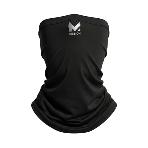 MISSION Multi-Use Neck Gaiter Face Mask for Ski & Outdoors, UPF 50, Breathable Lightweight Fabric - color: Black