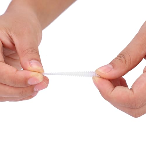 50PCS Fishing Lures Bass Worm Bait, 5cm Soft Plastic Fishing Lures T Tail Grub Worm Baits Fish Tackle Accessory - color: White