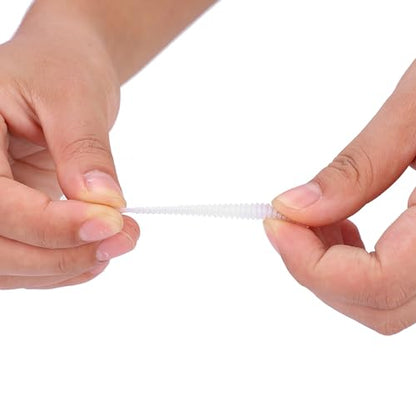 50PCS Fishing Lures Bass Worm Bait, 5cm Soft Plastic Fishing Lures T Tail Grub Worm Baits Fish Tackle Accessory - color: White