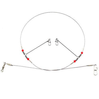 10Pcs Wire Trace Leader Rig Stainless Steel 2 Arm Fishing Rigs Tackle Lure Swivel Snaps Beads High-Strength Fishing Wire