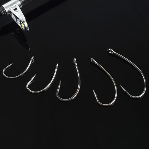 OROOTL Barbless Fishing Hooks, 180pcs Carp Fishing Hooks Barbless Carp Hooks Circle Hook Freshwater Saltwater Fly Tying Hooks Carp Hair Fishing Tackle - size: 10#-180pcs