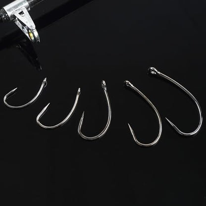 OROOTL Barbless Fishing Hooks, 180pcs Carp Fishing Hooks Barbless Carp Hooks Circle Hook Freshwater Saltwater Fly Tying Hooks Carp Hair Fishing Tackle - size: 2#-180pcs
