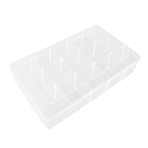 ZUFECY Fishing Tackle Box, Transparent Organizerwith Adjustable 15 Dividers, Storage Box for Gadgets, Jewelry, Fish bait and Tray Organizers
