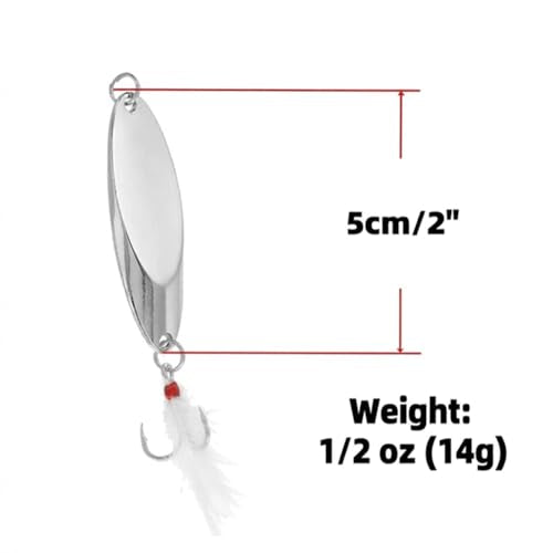 Fishing Spoons Lures for Bass Trout Salmon, 1/5oz Sliver Metal Spoon Lures for Saltwater Freshwater, 10Pcs Casting Spinner Bait Set with Durable Hooks for Lakes Rivers & Surf Fishing - color: Sliver Tone Fishing Spoons 1/5oz,10 Pcs