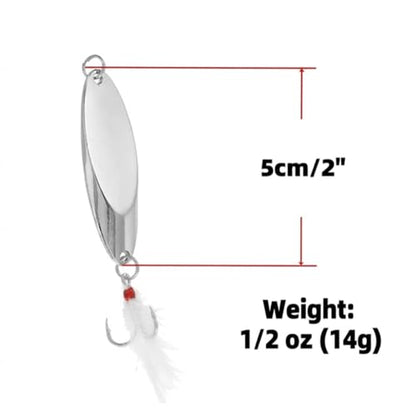 Fishing Spoons Lures for Bass Trout Salmon, 1/5oz Sliver Metal Spoon Lures for Saltwater Freshwater, 10Pcs Casting Spinner Bait Set with Durable Hooks for Lakes Rivers & Surf Fishing - color: Sliver Tone Fishing Spoons 1/5oz,10 Pcs
