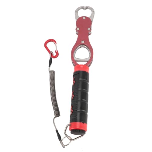 Fish Lip Gripper, Fish Lip Gripper with Scale Aluminum Alloy Grabber Multifunctional Fishing Tool for Men (Red - color: Red