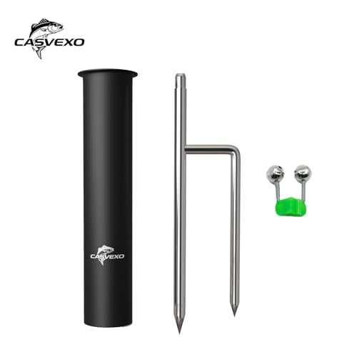 2/4 Pack Upgraded Fishing Pole Holder, Aluminum Fishing Rod Holder for Ground, Rod Holders for Bank Fishing, Free Alarm Bells