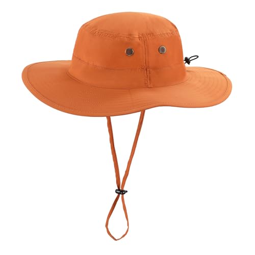 Home Prefer UPF50 Mens Sun Hat with Neck Flap Quick Dry UV Protection Cap Womens Wide Brim Fishing Hat Neck Flap Beach Garden - color: Burnt Orange