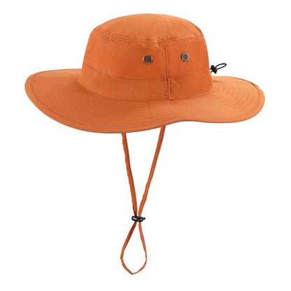 Home Prefer UPF50 Mens Sun Hat with Neck Flap Quick Dry UV Protection Cap Womens Wide Brim Fishing Hat Neck Flap Beach Garden - color: Burnt Orange
