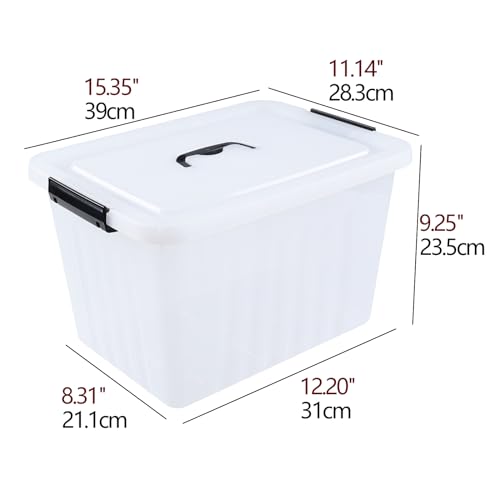 Vababa 4-Pack 18 Quart Clear Plastic Latch Storage Boxes with Lids | Secure Side Latch Clasps, Visible Clear Body, Top Carry Handle, Fit Household & Office Daily Organization - size: 18 Quart