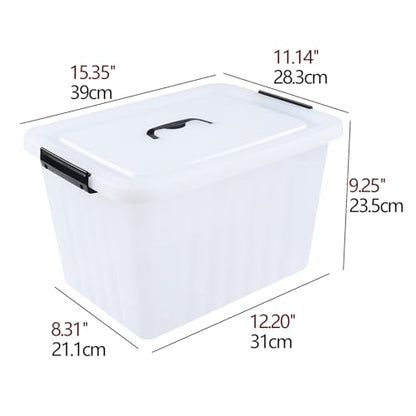 Vababa 4-Pack 18 Quart Clear Plastic Latch Storage Boxes with Lids | Secure Side Latch Clasps, Visible Clear Body, Top Carry Handle, Fit Household & Office Daily Organization - size: 18 Quart
