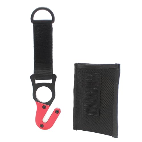 Premium Aluminum Safety Line Cutter – Compact Blade with Interchangeable Ceramic Blades & Durable Nylon Sheath - color: black red