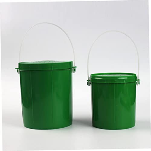 2pcs Bait Box Lure Minnow Pail Baits Tackle Minnow Bucket with Aerator Battery Operated Container with Lid Live Worms Rod Bucket with Lid Convenient Green PVC
