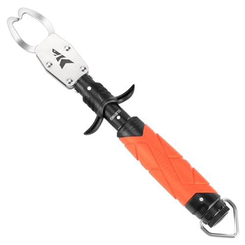 KastKing Paradox 11" Stainless Steel Lip Grip with Integrated Scale, Corrosion-Resistant, Non-Slip Handle, Swivel Jaws, 32lbs Scale Design, Durable Fishing Tool for Safe, Easy Catch & Release - style: C: 11'' Lip Grip with Scale