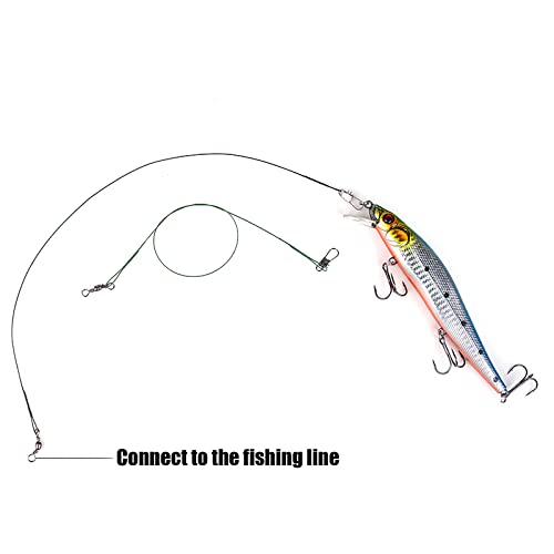 50pcs Fishing Wire Leaders Nylon-Coated Fishing Line Trace Lure Leaders with Swivels and Snaps Stainless Steel Fishing Tackle Leaders Tackle - color: Green, size: 8inch 50PCS