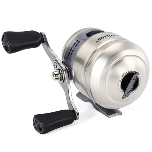Sougayilang Spincast Fishing Reel, Size 30 Reel, Right or Left-Hand Retrieve, 3.9:1 Gear Ratio, Pre-spooled with Mono Fishing Line