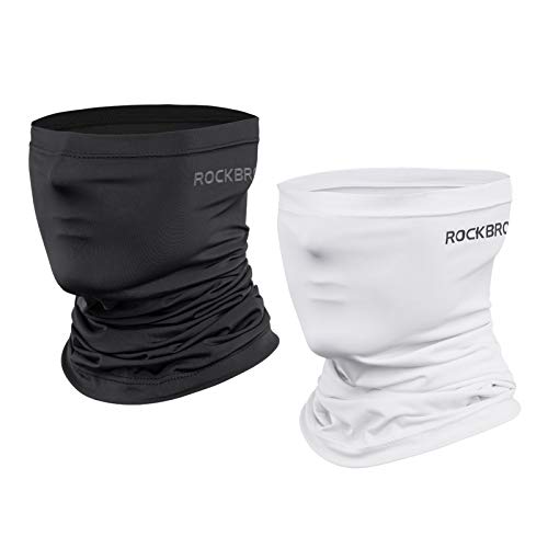 ROCKBROS Cooling Neck Gaiter Bandana Face Mask for Men Neck Gaiters Summer Half Face Scarf Cover Sun UV Protection - color: White 1+black 1
