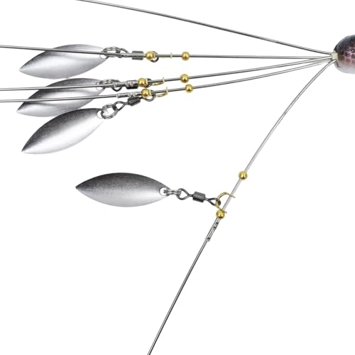 Dnyta 5 Arms Umbrella Rig Kit Umbrella‑Style Alabama Rig Kit, Stylish | Multi‑Arm Fishing Bait Rigs Crank Hook and Soft Bait for Trout Perch Walleye Freshwater/Saltwater Boat Trolling - color: Stylish