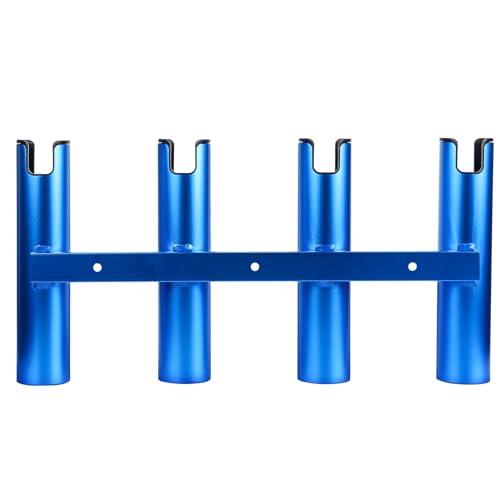 Aluminum Fishing Boat Rod Holder,3/4 Link Tube Aluminum Rod Rack, Suit Boats & Yacht ,Silver - color: Blue 4 Tube