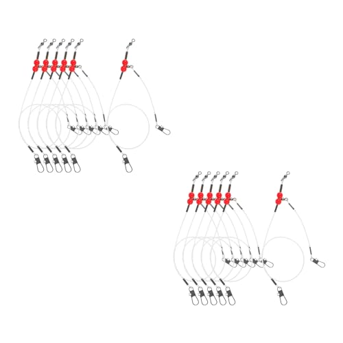 12pcs Fishing Wire Leader : Heavy Duty Leader Rigging Tackle for Pike Muskie Walleye - Anti-Bite Fishing Wire Leash with Swivels Snap for Saltwater Freshwater