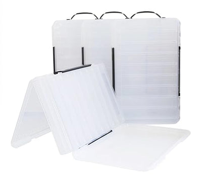 Fishing Lure Box Double-Sided: 3 Packs Large Saltwater Lure Storage Fishing Tackle Box for Crankbait Jerkbait Squid Jig Case Organizer - 18 Grids (Clear) - color: Clear
